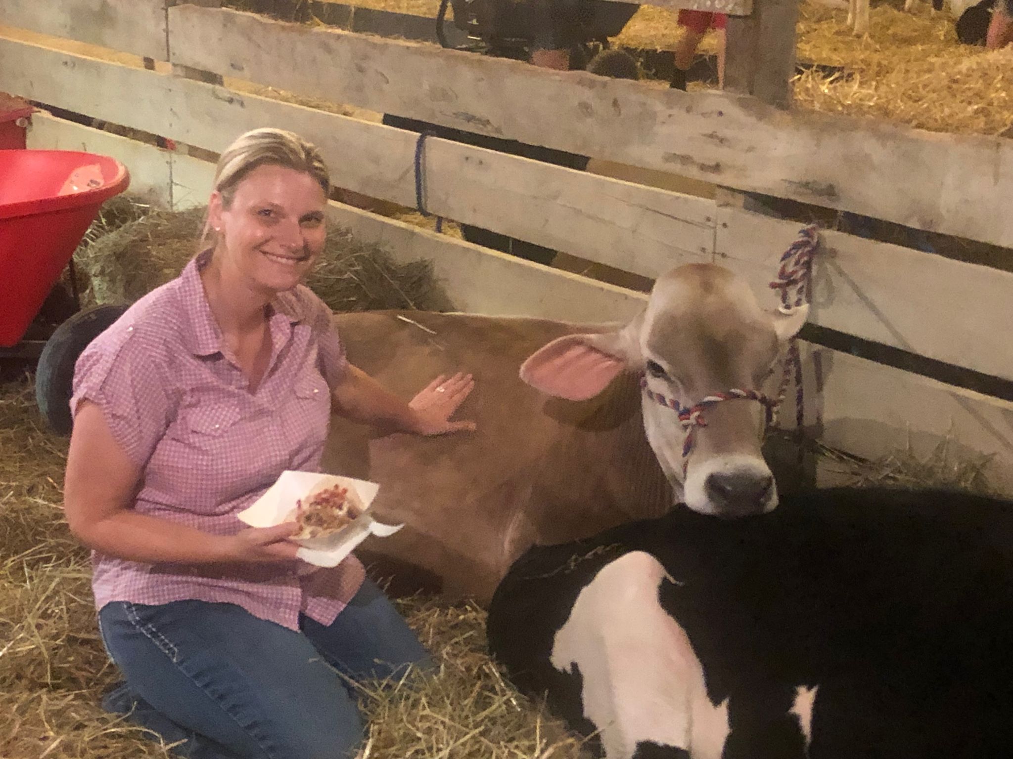Amy Cox with local livestock at the 2019 Preble County Fair